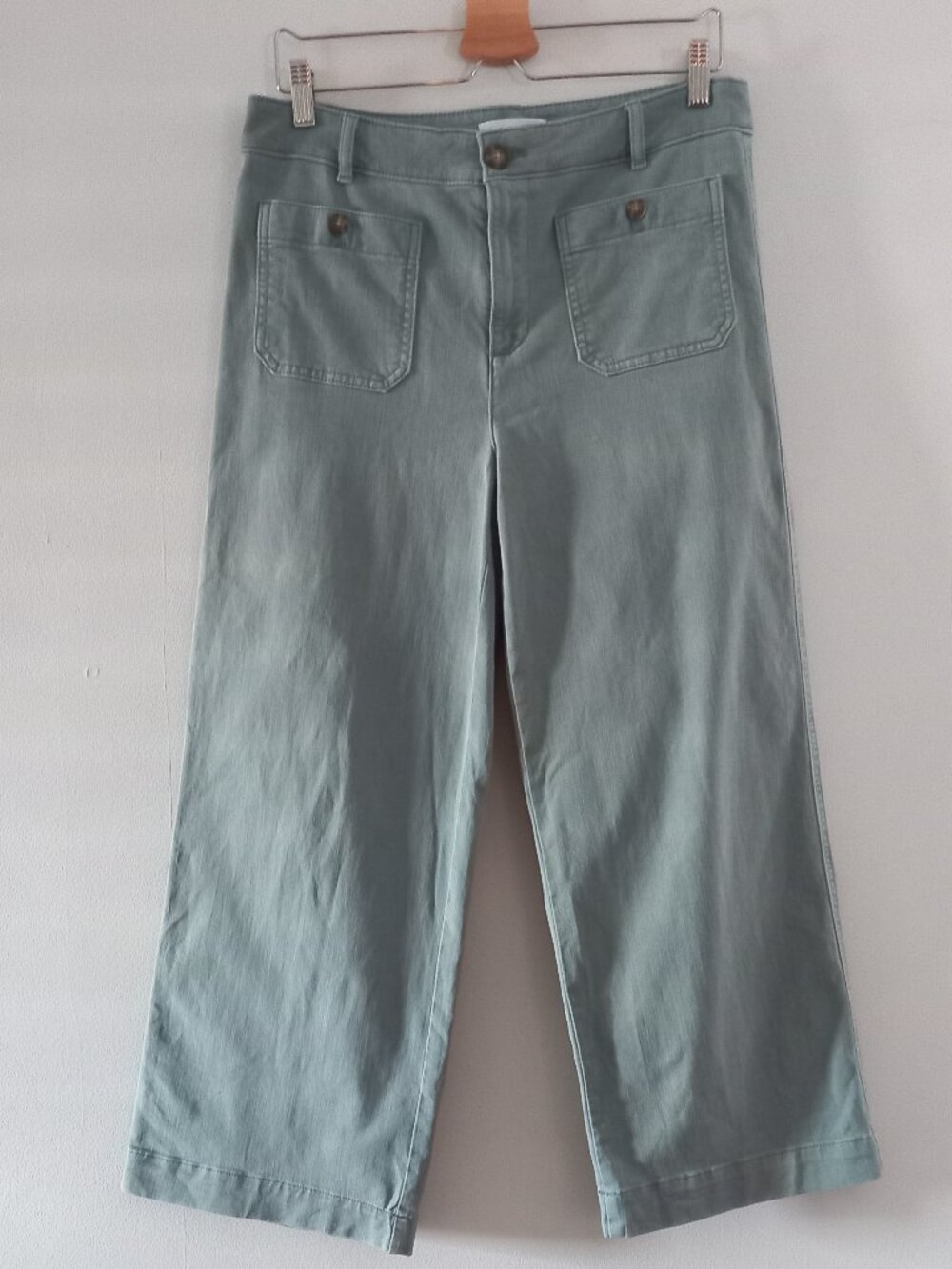 LOFT Seafoam green high waist wide leg jeans with front pockets
